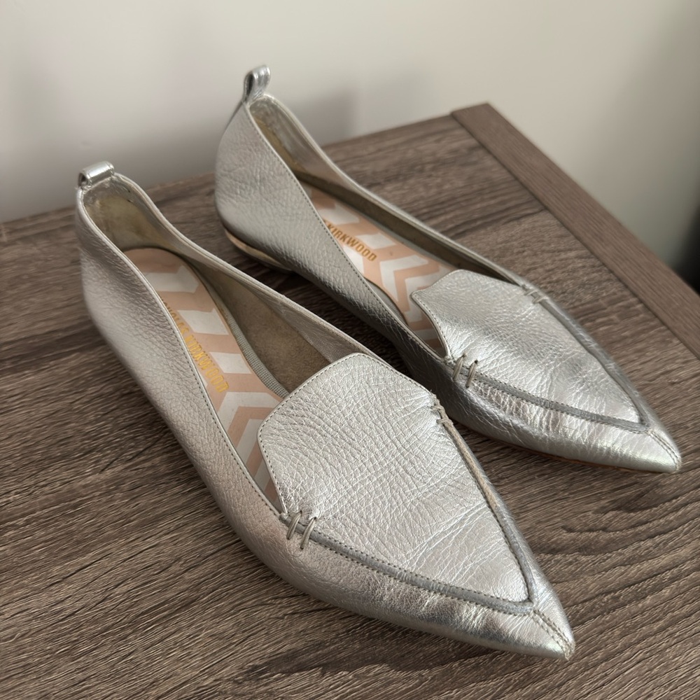 Nicholas Kirkwood Beya Silver Leather Loafers 37.5